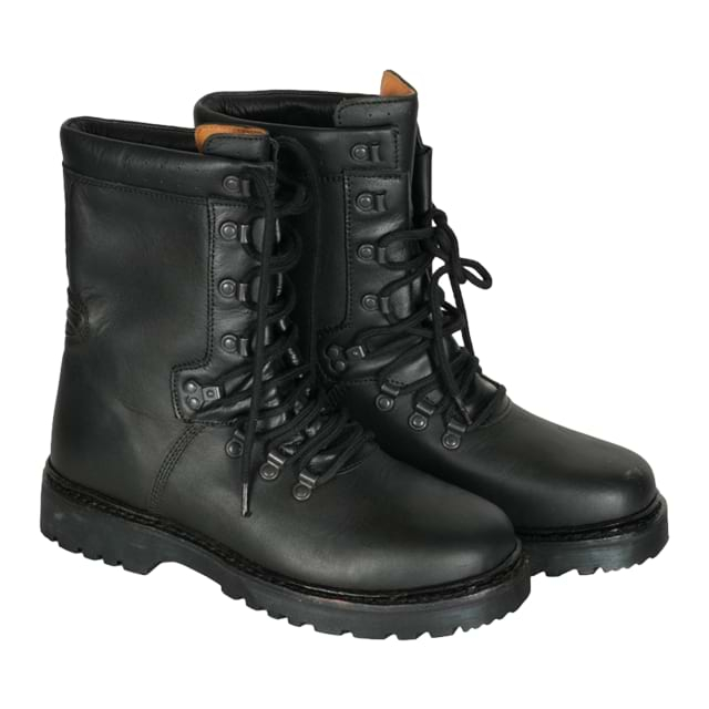 Bota táctica militar resistente al desgaste de cuero negro