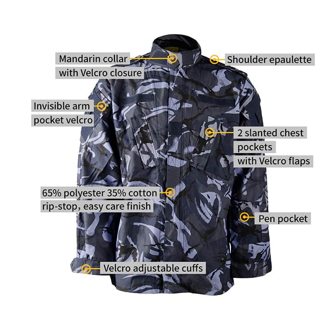 Uniforme militar de seguridad de manga larga ACU de camuflaje marino británico